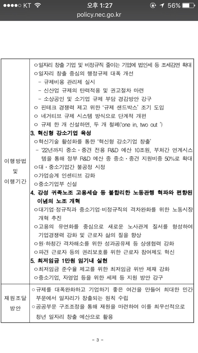 주요 대선후보들 공약정리 (1) 일자리정책 | 인스티즈