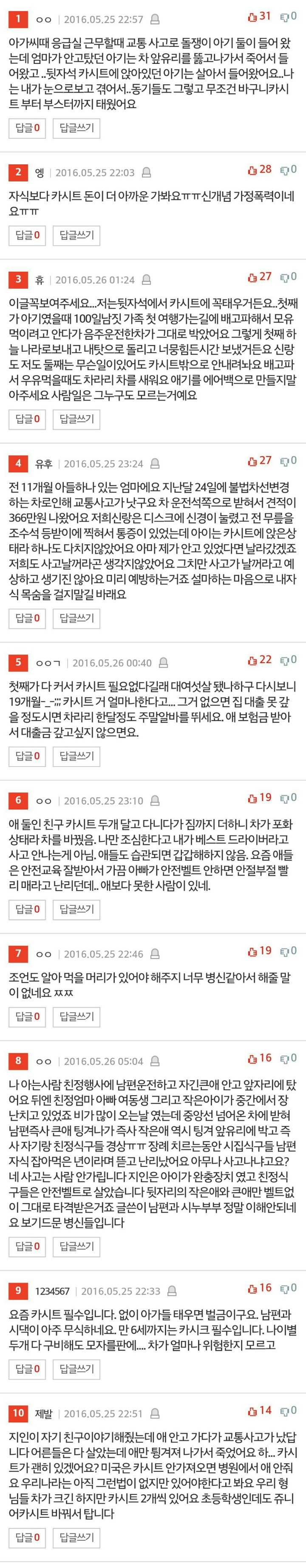 아기 카시트 문제 +댓글들 (보여줄겁니다) | 인스티즈