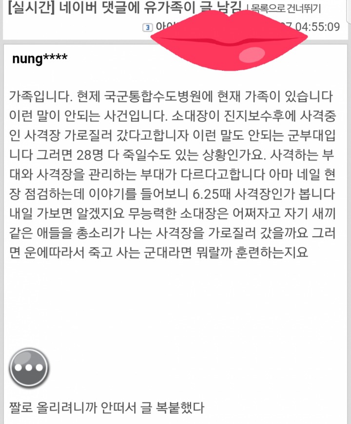철원 총기사고 유가족 네이버 댓글 | 인스티즈